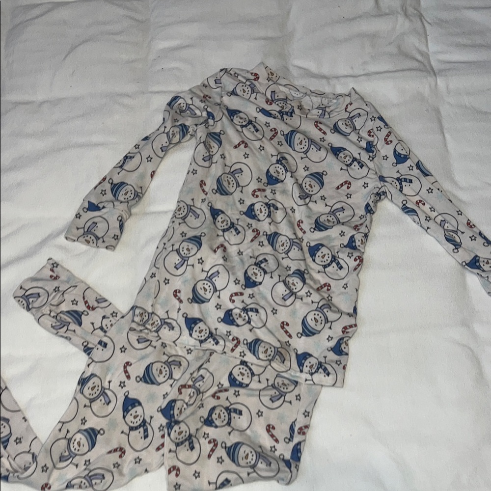 Zumbamboo BAMBOO Blue and White Snowman Kids Pajama Set sz 2t